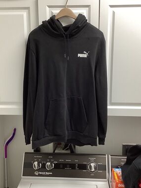 Puma Black Crewneck Hoodie Sweater with Small Logo